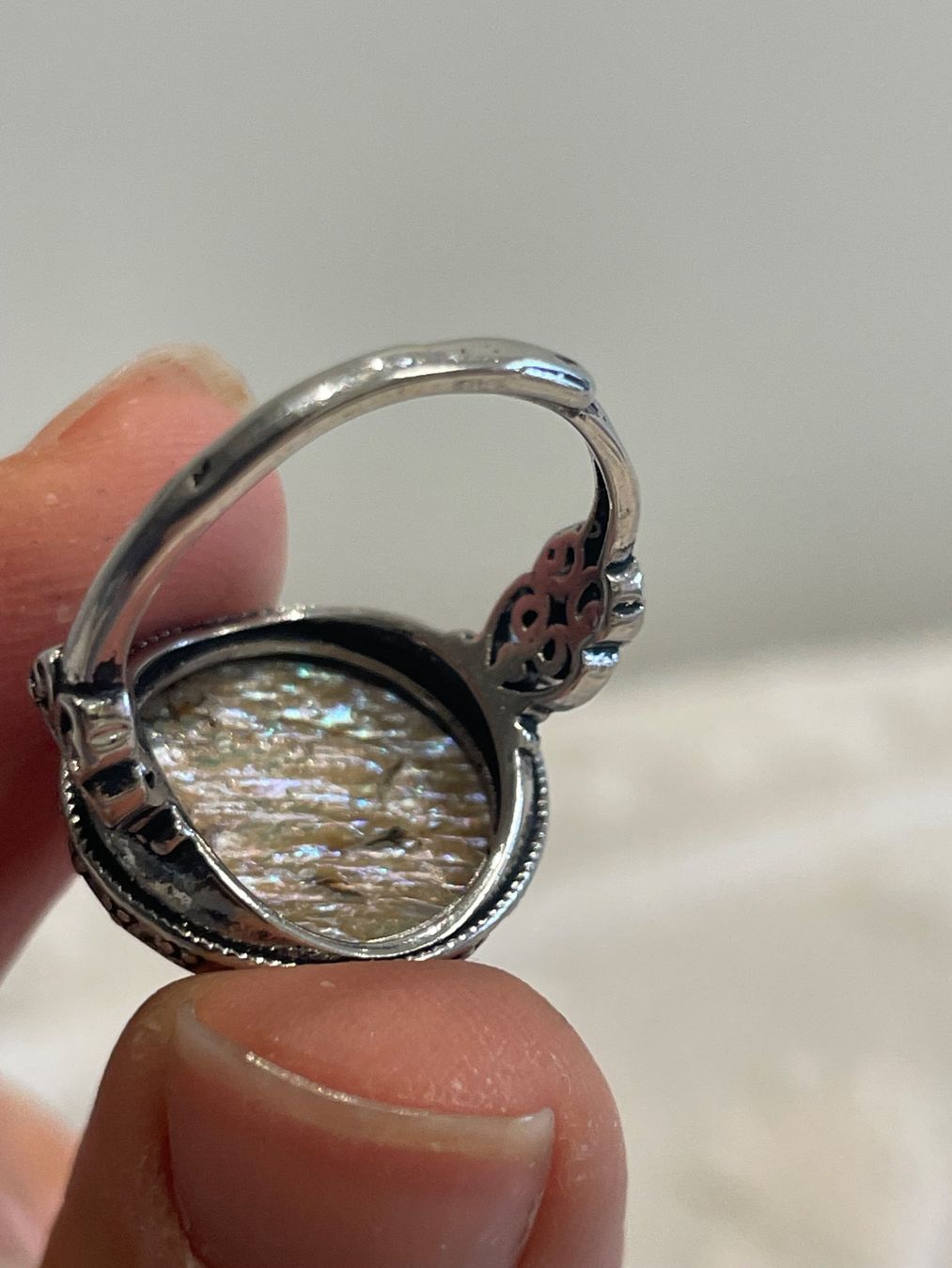 Anelli: 100 % echter Perlmutt-Ring – Vintage-Edelsteinring – Nuovo e nell'imballaggio originale da Schiers venduto da sisikristall 3