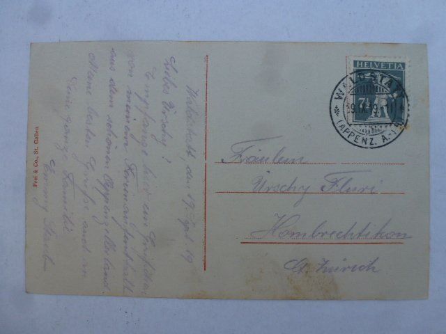 Cartoline postali: Ansichtskarte Waldstatt Appenzell 1919 – Usato da Walkringen venduto da Casablanca777 1