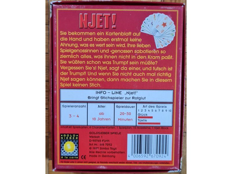 Spiele: Kartenspiel "Njet!" – Gebraucht aus Zürich von Desmond01 1