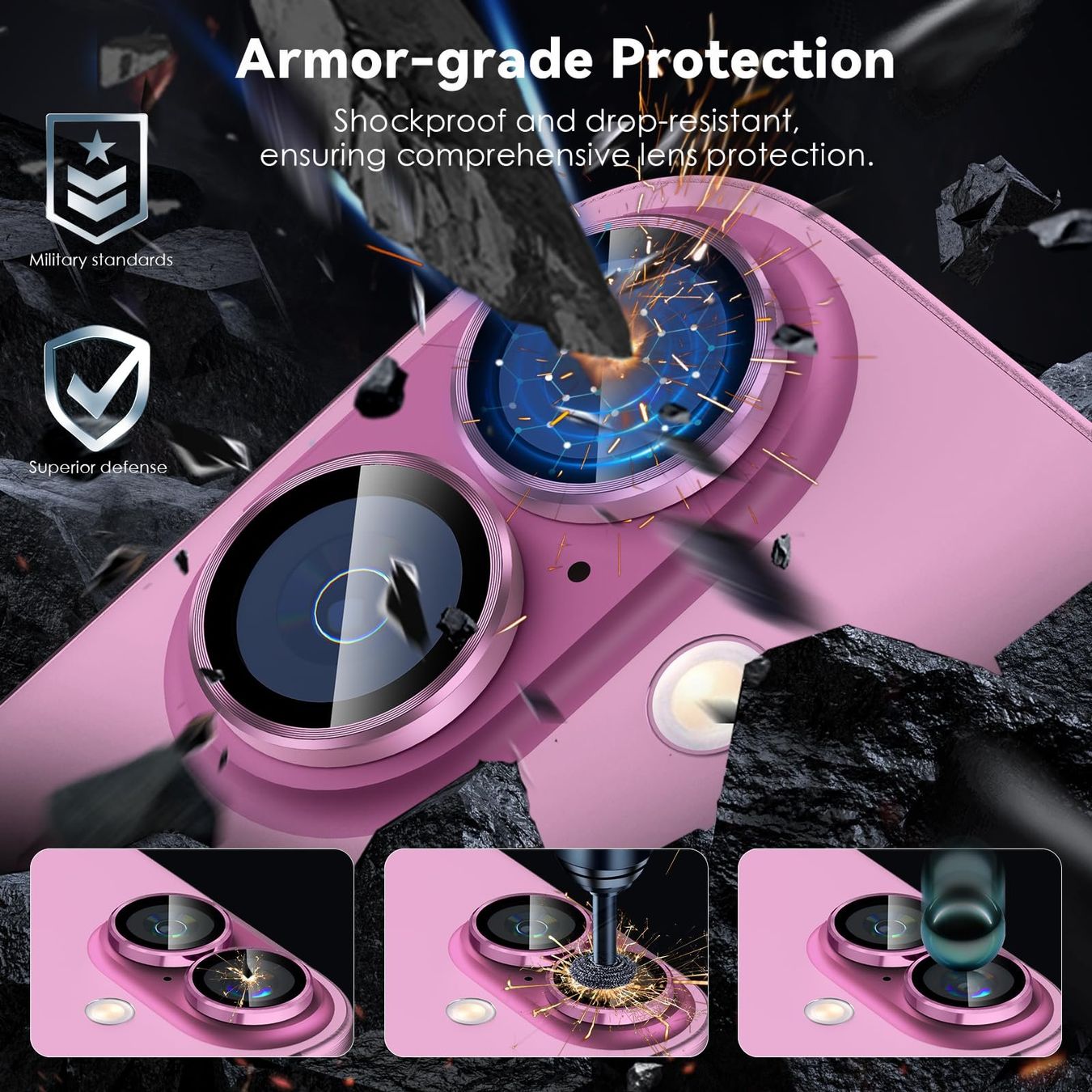 Apple Telefoni cellulari / Smartphones: iPhone 16 (16Plus) - 2 Verres protection Caméra Pink – Nuovo e nell'imballaggio originale da Morges venduto da DigiAC 3