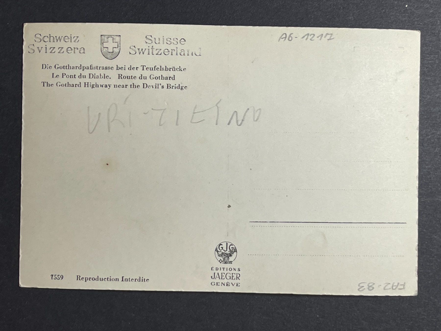 Cartes postales: Gotthardpassstrasse mit Teufelsbrücke – D'occasion à Steg VS par _vinci_ 1