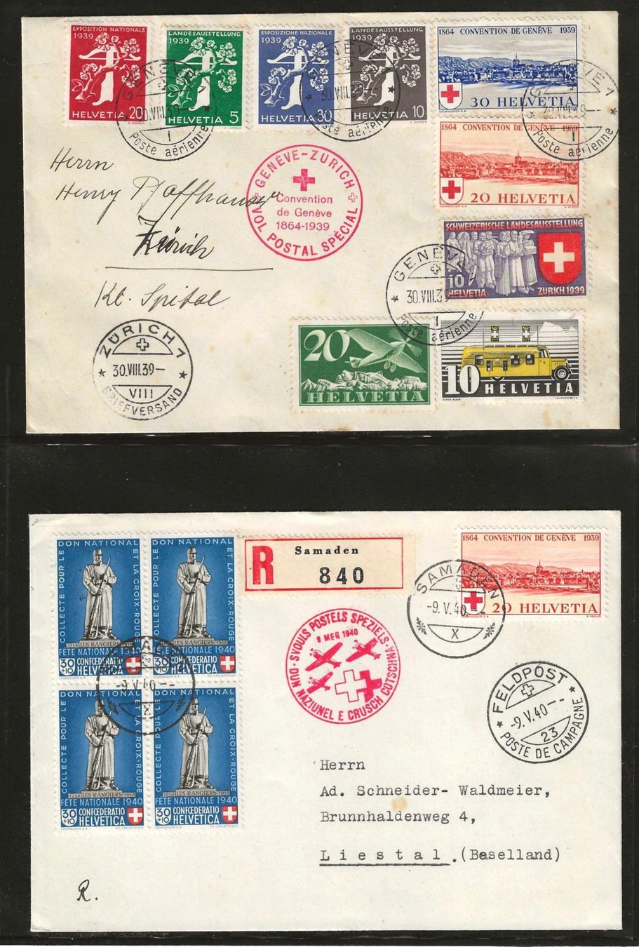 Tutti i francobolli: 1939/1940 : 2 CH Flugpost Briefe – Usato da Gümligen venduto da Geniusbuy