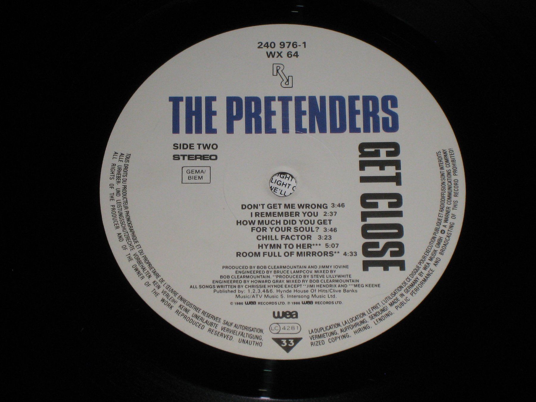 Schallplatten: LP - THE PRETENDERS - GET CLOSE – Gebraucht aus Steckborn von Quo7 1