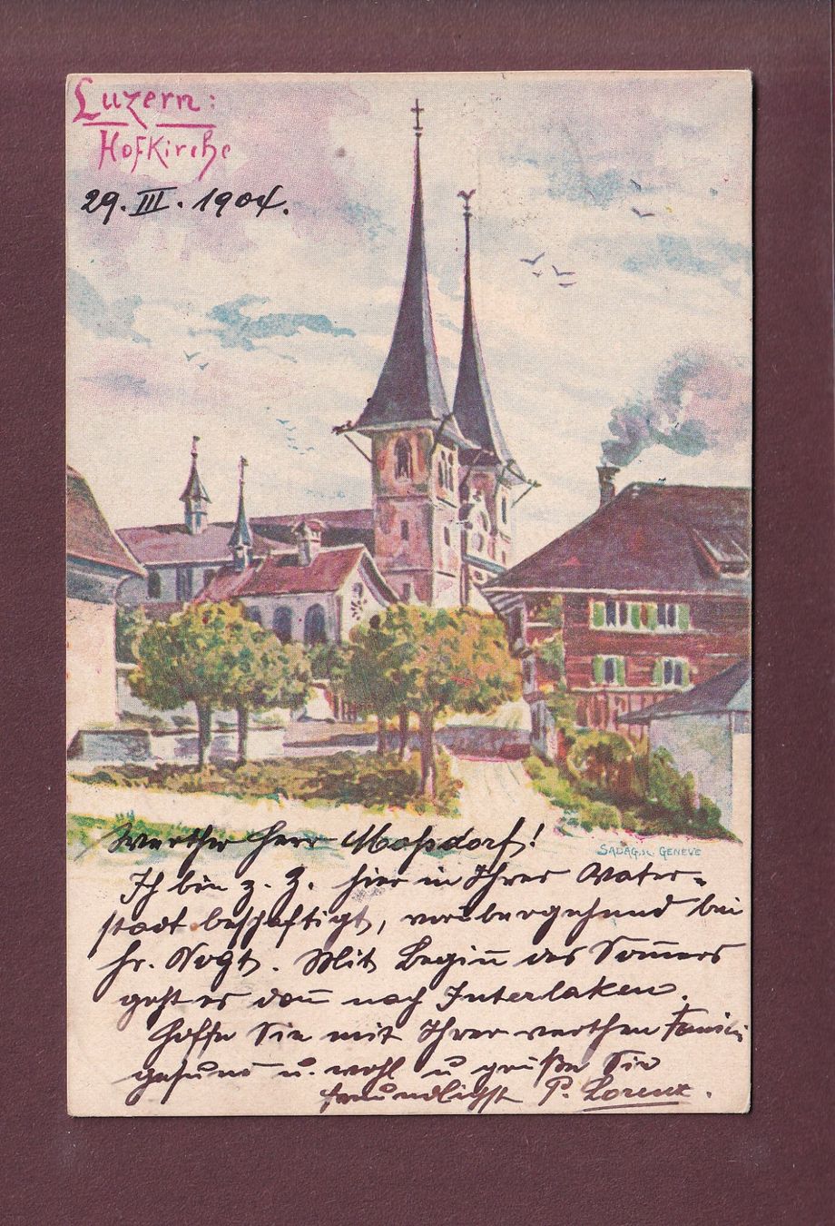 Cartes postales: LUZERN - Hofkirche - 1904 – D'occasion à Pully par nicecards