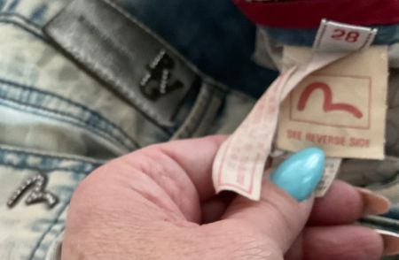 Superbe Jeans EVISU léger délavé unisexe, t.28 made in japan