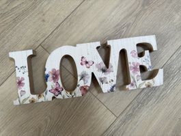 Deko Schriftzug LOVE floral Dekoration, neu
