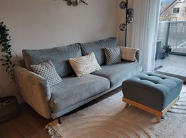 3 er Sofa kristallblau