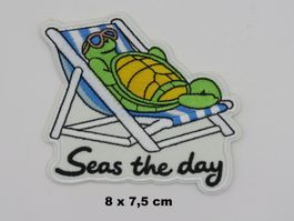 Aufnäher - Aufbügler - SCHILDKRÖTE - Seas the Day - 8x7,5cm