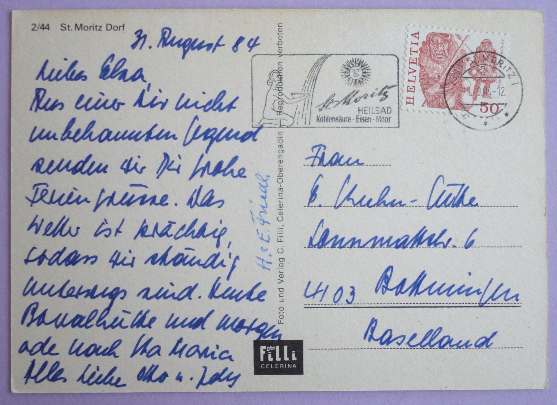 Cartoline postali: St. Moritz Dorf – Usato da Fétigny venduto da Billy2miny 1