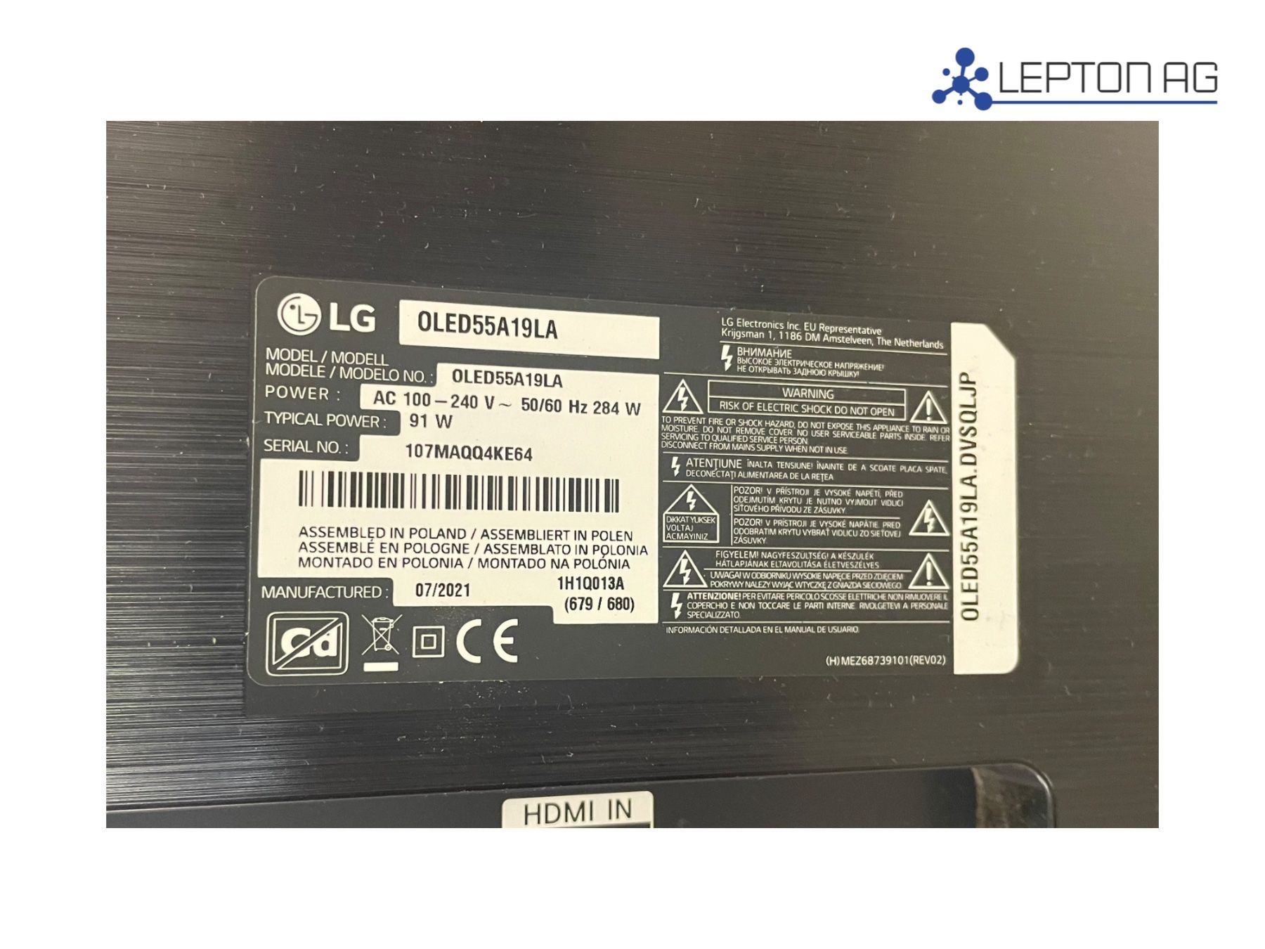 LG Fernseher: LG OLED TV OLED55A19LA – Gebraucht aus Niederdorf von LeptonAG 5