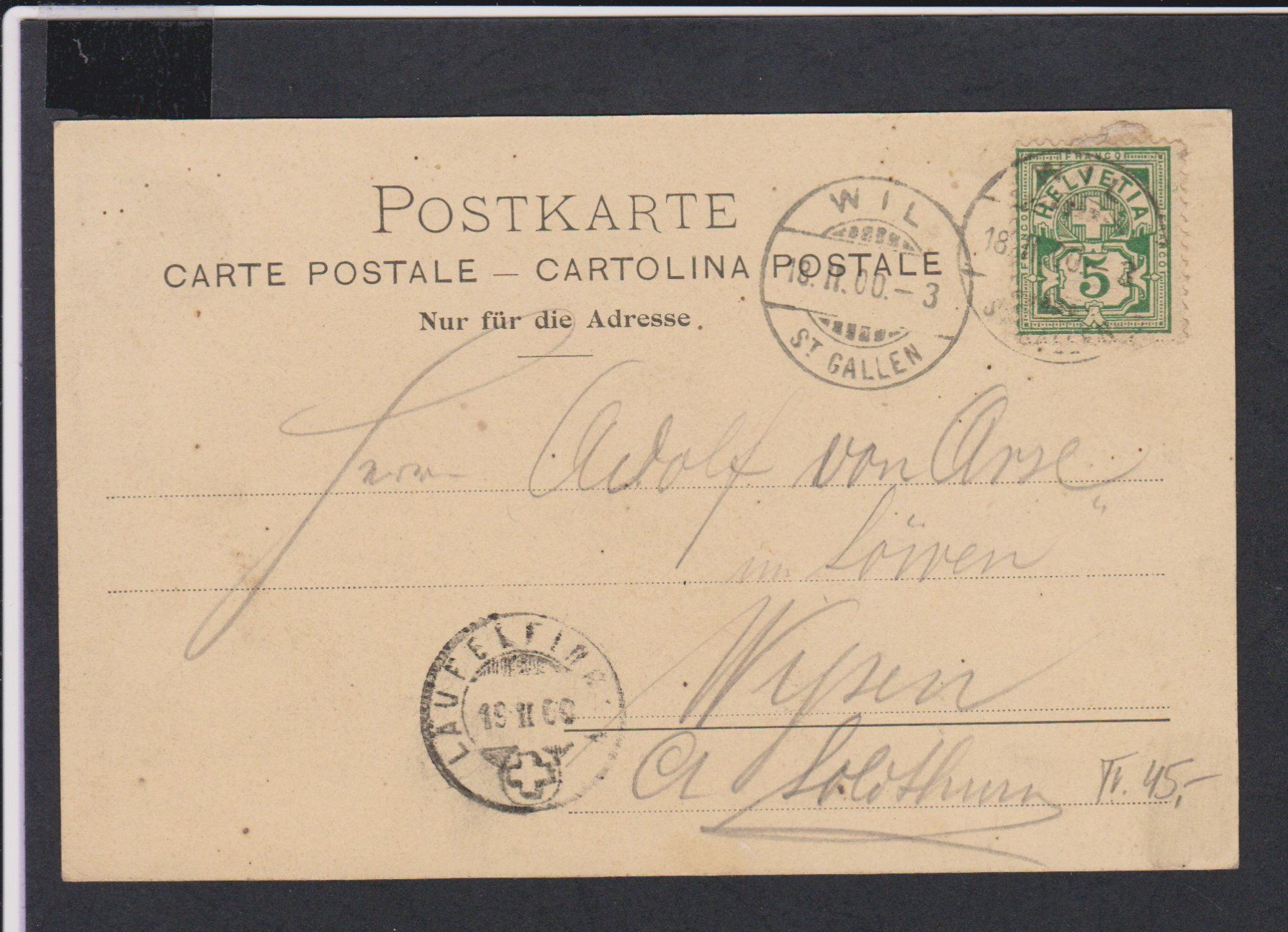 Cartoline postali: Wyl   SG   :   alte Ansichtskarte von 1900 – Usato da Vitznau venduto da Ropaku 3