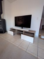 Meuble TV bois et blanc avec tiroirs bon état 