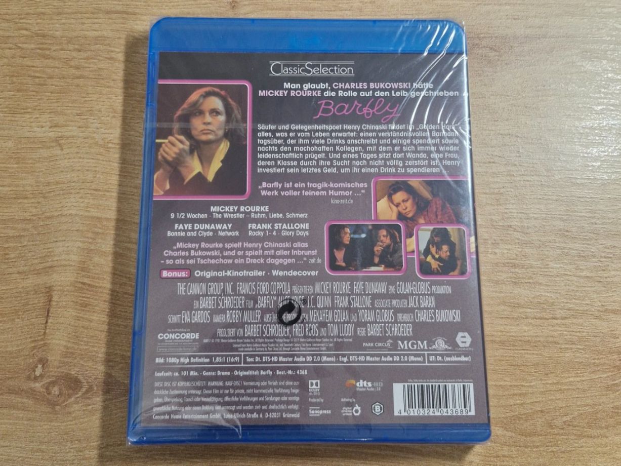 Alle DVDs: Barfly (1987) NEU OVP Bluray – Neu und originalverpackt aus Pfungen von Whitie 1