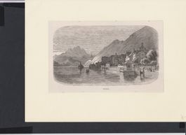 Gersau  SZ   :   altes Bild (Xylogr.) Dampfschiff - Station