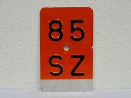 SZ 85 VELONUMMER - FAHRRADSCHILD