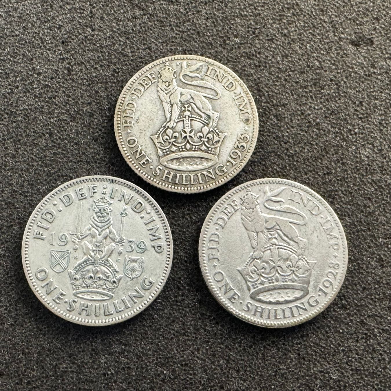 Alle Münzen: 3 x 1 Shilling Silber England – Gebraucht aus Reitnau von tb-muenzen