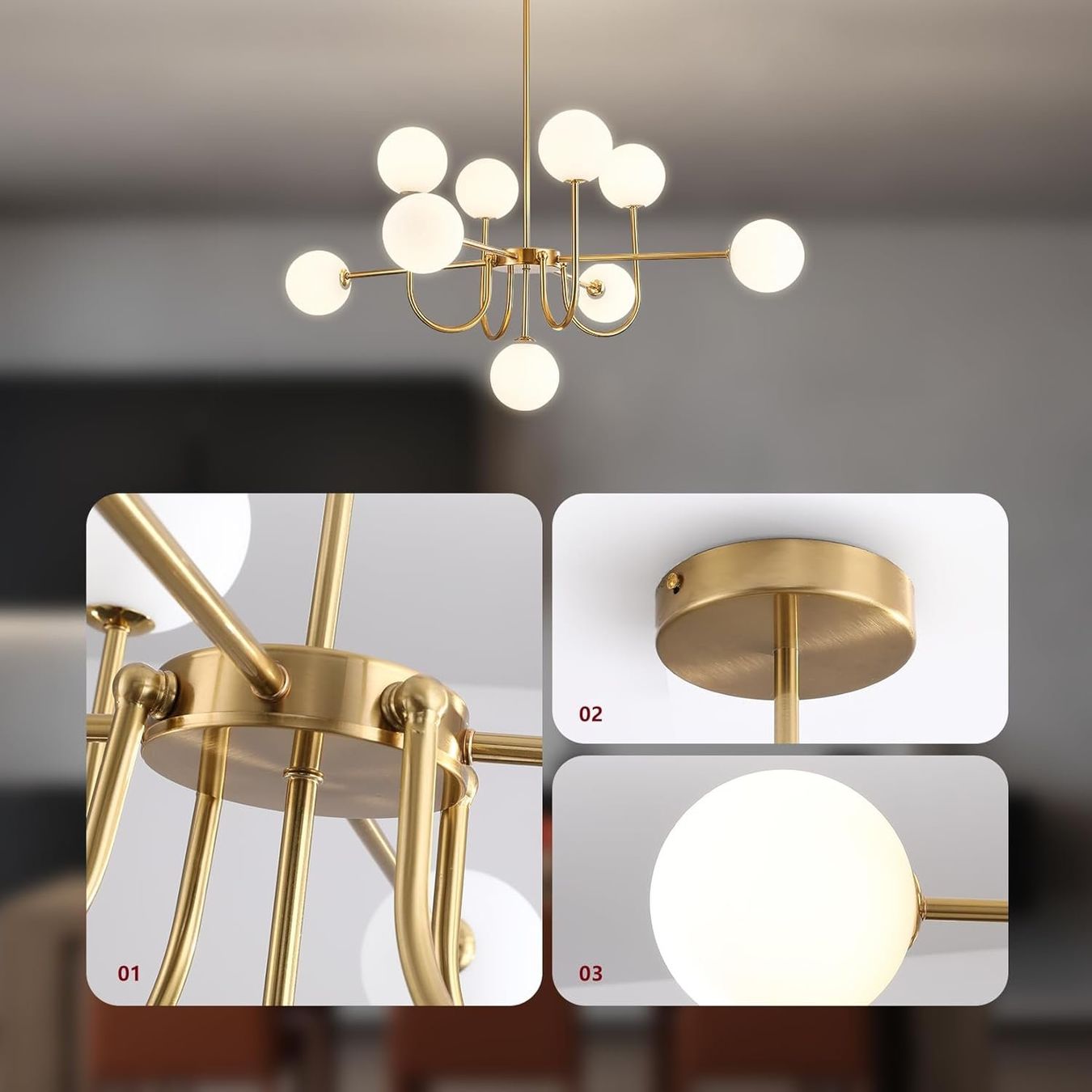 Lampadari & plafoniere: Moderne Sputnik Kronleuchter mit 9 weißen Glaskugeln – Nuovo e nell'imballaggio originale da Wittenbach venduto da VELARO 2