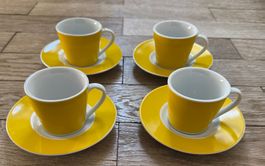 Set gelbe Midcentury Espressotassen