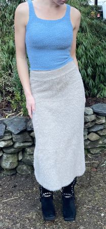 Top in tessuto pelliccia con reggiseno dentro blu M