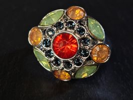 Ring 17(53) rhodiniert  multi Kristall mega Geschenk Juwelie