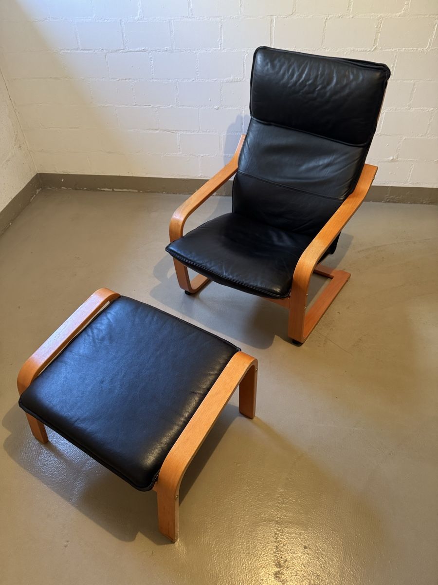 Ikea Poltrone: Poäng Sessel mit Fussteil in Leder – Usato da Tagelswangen venduto da A5P 3