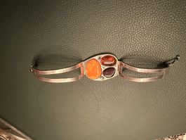 Vintage Silberschmuck Armreif SB925 mit Bernstein