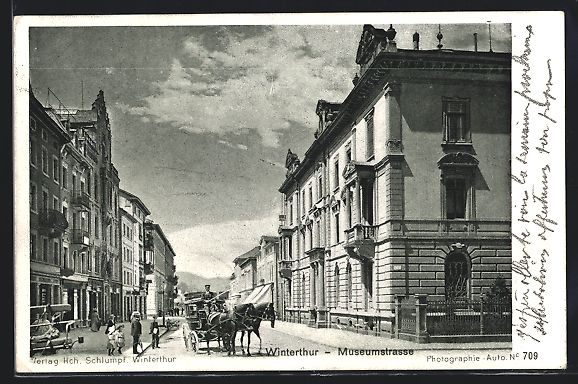 Cartoline postali: Winterthur, Kutsche auf der Museumstrass – Usato da Berlin venduto da bartko-reher