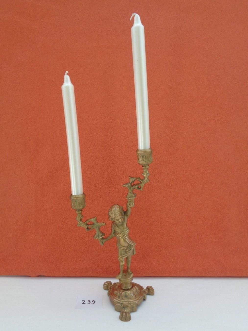 Portacandele: 2-flammiger Kerzenständer mit Engel – Usato da Chur venduto da omonia