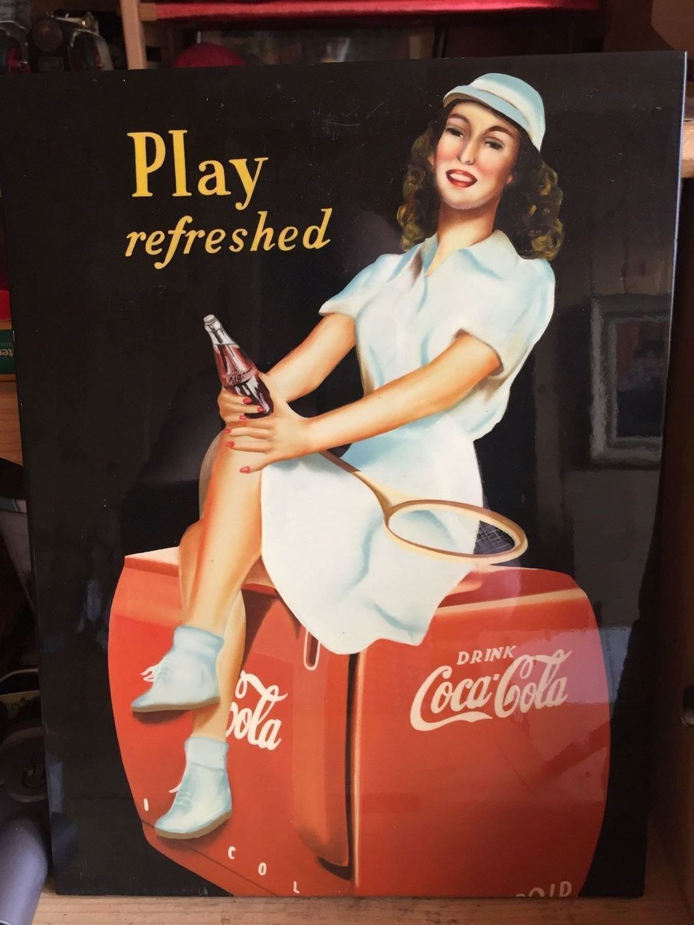 Poster & Bilder: Coca Cola Holzwerbetafel Hand gemalt – Gebraucht aus Trachslau von post35