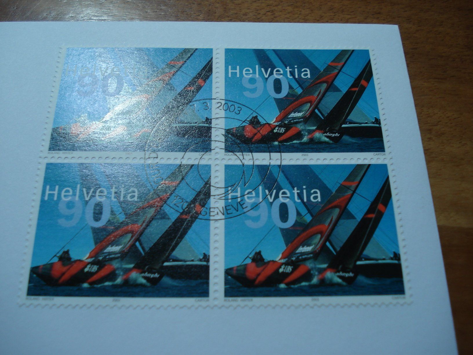 Tous les timbres: AlinghiAmericas Cup, 2003, FDC Einzel + 4erblock – D'occasion à Niederwil AG par morostahu