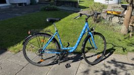 „Bahnhofvelo“ blau gestilt mit guter Fahrtüchtigkeit, 7 Gang