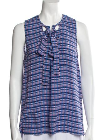 Derek Lam Seidentop Gr. XS | Gr.34 Blau Geometrisch TOP