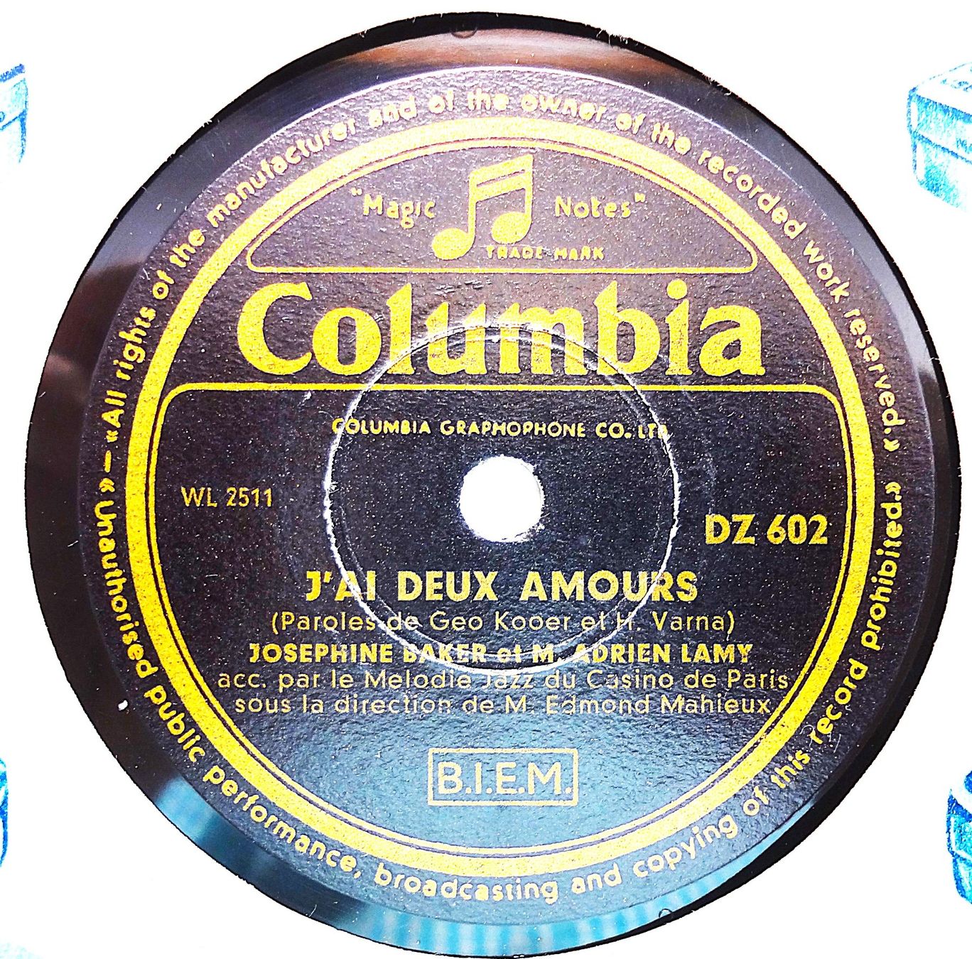 Schallplatten: Josephine Baker, Schellackplatte mit Originalhülle – Gebraucht aus Hemishofen von Phonomandy 3