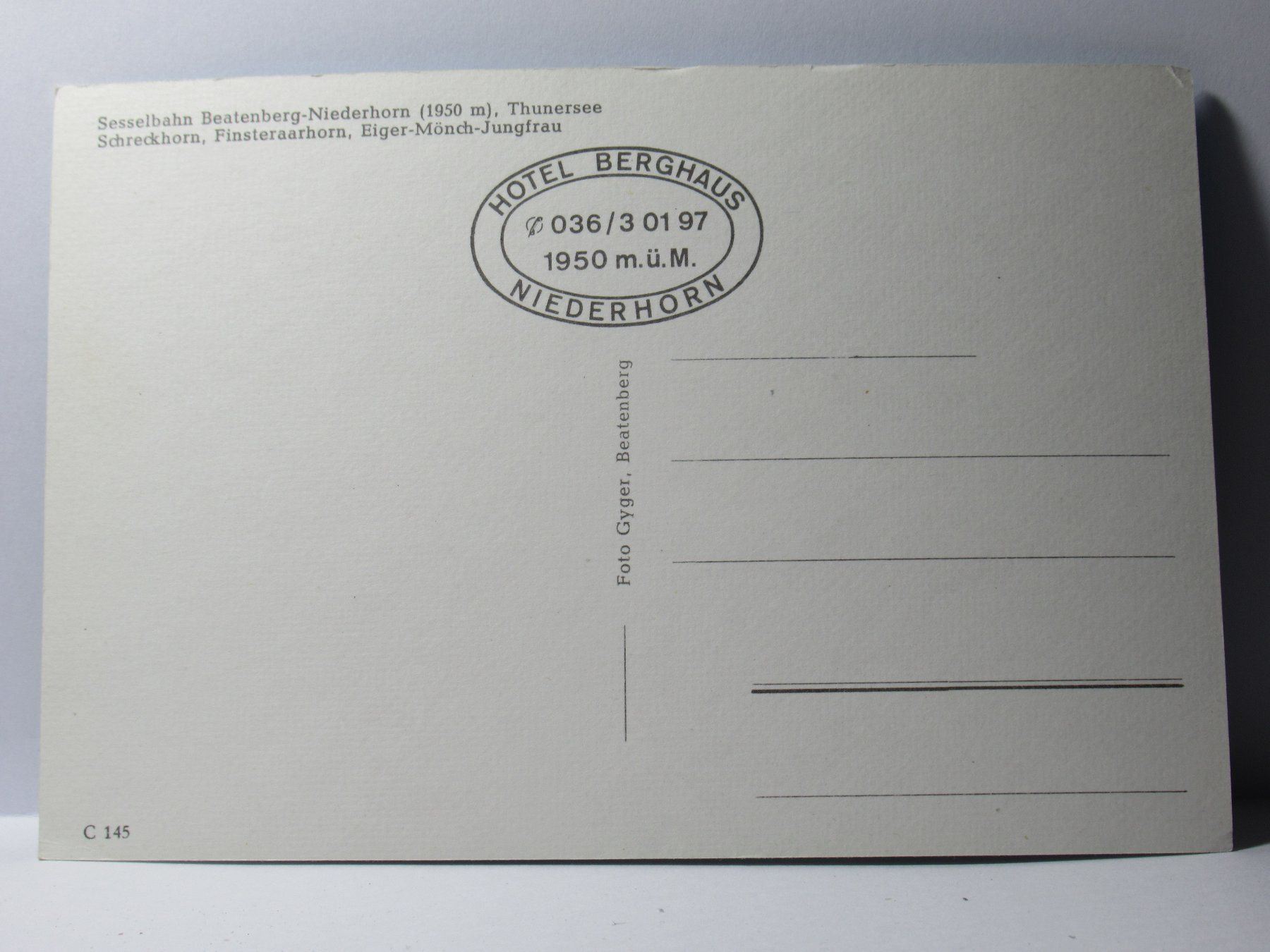 Ansichtskarten: Sesselbahn , Beatenberg - Niederhorn – Neu (gemäss Beschreibung) aus Grenchen von Bluemchen1900 2