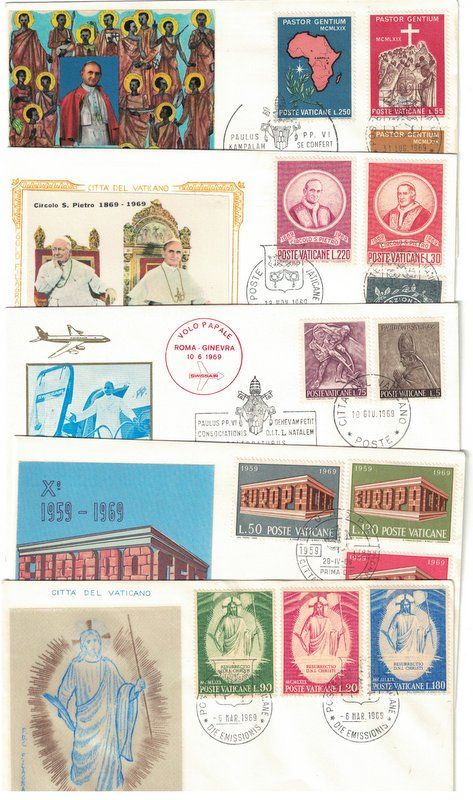 Tutti i francobolli: 5 FDC - Vatican, 6. März - 18. November 1969, saubere Briefe – Nuovo (secondo la descrizione) da Bonstetten venduto da Pinguin75