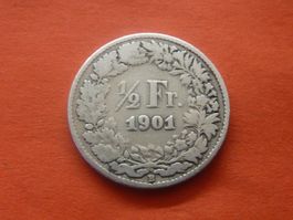 1/2 Fr. 1901  Auflage nur 0,20 Mio. Prägungen.