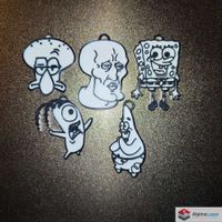 SpongeBob SquarePants 3D Printed Keychain Black White