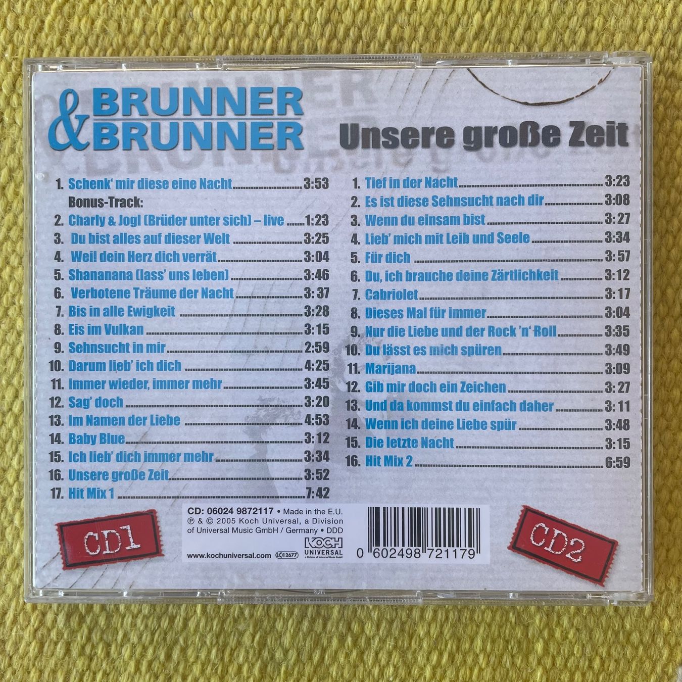 CD: BRUNNER&BRUNNER-2CD UNSERE GROSSE ZEIT – Usato da Rorschacherberg venduto da CD-Roli 1