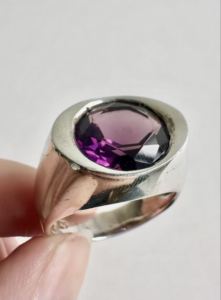 Anelli: Silverstar Statement-Ring mit violettem Stein / Gr. 60 – Usato da Bern venduto da neon317 8