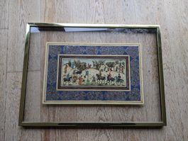 Miniature persane traditionnel cadre doré