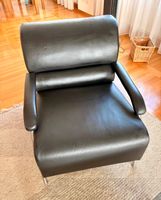Sessel Leder schwarz Metallgestell guter Zustand