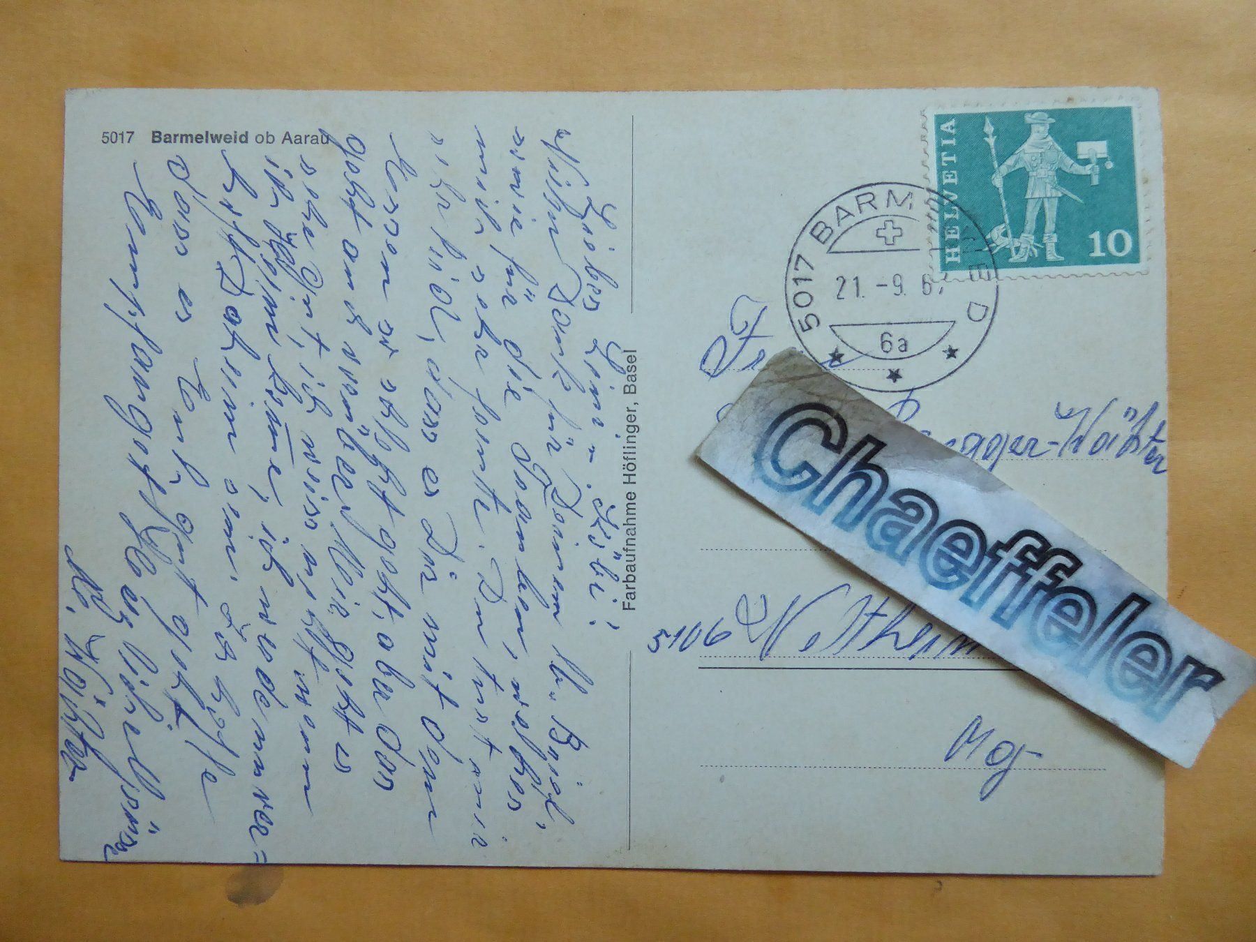 Cartes postales: 1967  5017 Barmelweid ob Aarau – D'occasion à Zürich par Chaeffeler 1