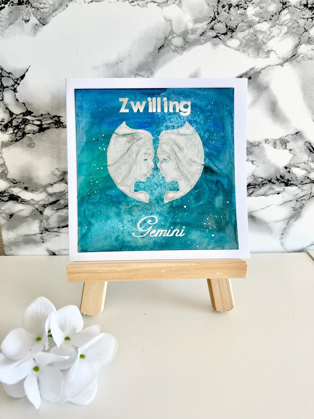 Cartoline: Handgemachte Geburtstagskarte Zwilling silber – Nuovo e nell'imballaggio originale da Hitzkirch venduto da cindys_handwerk
