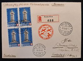 R Brief Samaden Sonderflug Nationalspende SBK B6 4er Block