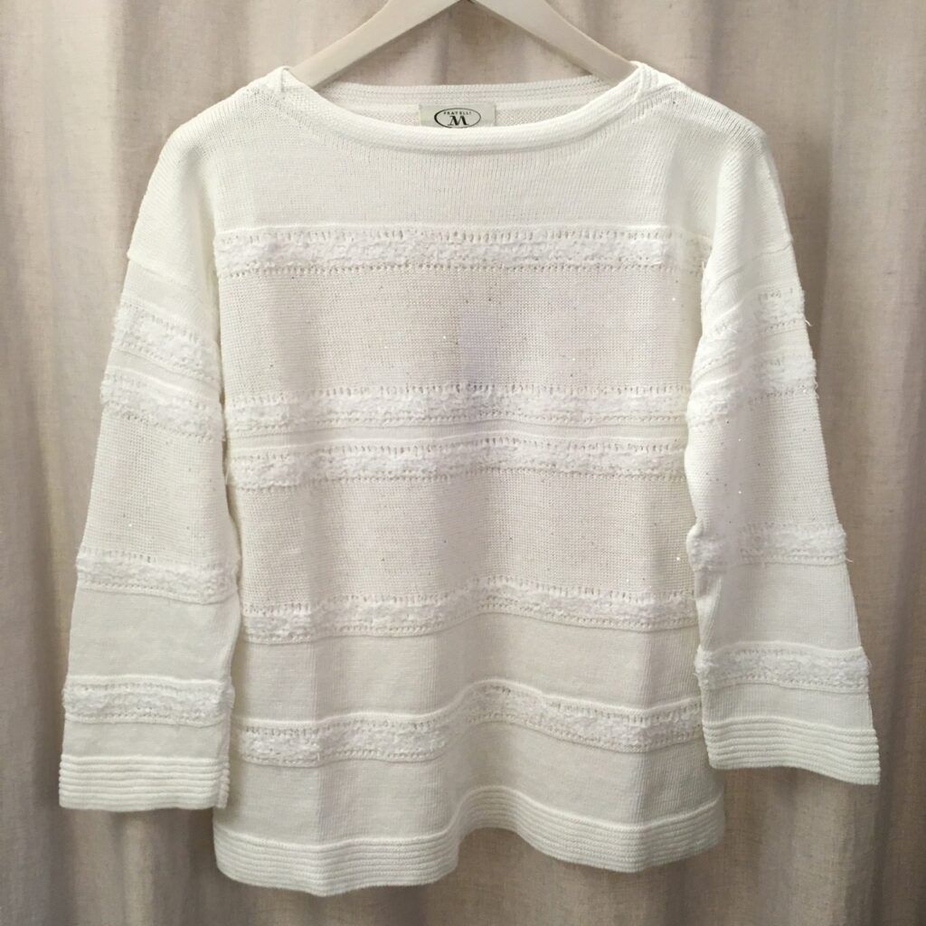 Maglioni & Felpe: Fratelli M Pullover Leinen BW mit Pailletten weiss Gr 44 – Nuovo e nell'imballaggio originale da Zürich venduto da rar_b2y9 1