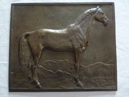 Karl Hänny Bildhauer Metallplatte Pferd Wallach