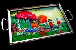 Art Deco Glas Tablett Plateau verre