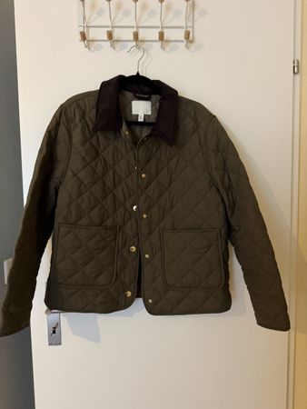 Steppjacke H&M olivgrün mit Cordkragen Grösse L neuwertig