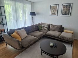 Ecksofa Portimao olivgrün / braun