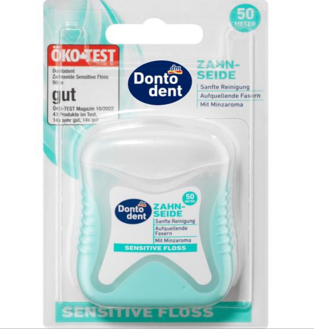 Cura dei denti: Dontodent Zahnseide Sensitive 50m – Nuovo e nell'imballaggio originale da Zofingen venduto da SwissMercator